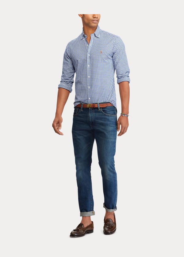 Camisa Polo Ralph Lauren Hombre Azul Rey Azules / Blancos - Slim Fit Gingham - WXONC0621